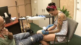 Tattooist got herself some hard cock